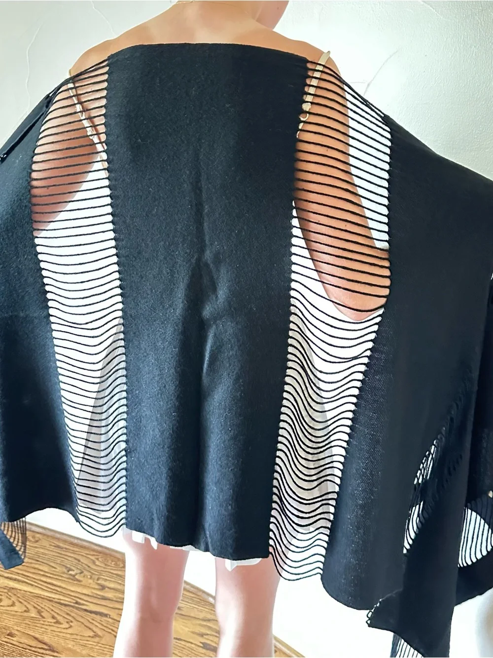 TYED THRU TYME Black Wool Pashmina Shawl Wrap🌸